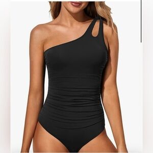 Holipick One Shoulder One Piece Swimsuit for Women Tummy Control Bathing E16